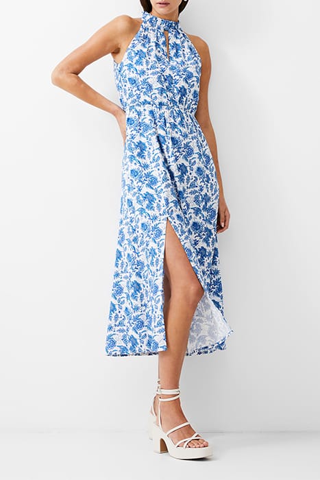 COSETTE HALTER MIDI DRESS WHITE/BAJA BLUE | Outlet en ligne