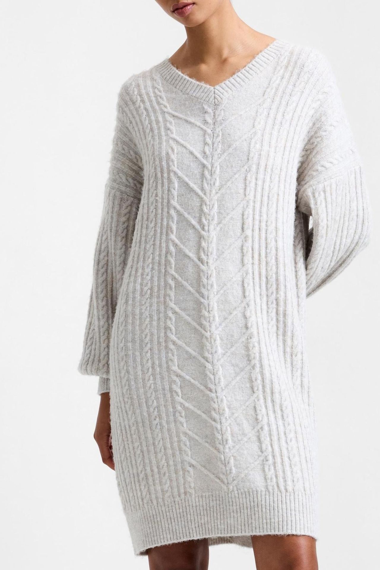 MARINE CABLE KNIT JUMPER DRESS PEBBLE NEUTRAL | Online Outlet