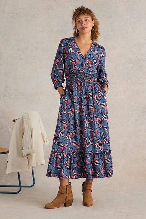jersey shirred dress JONIE BLUE PRINT | Online Outlet Womens dresses
