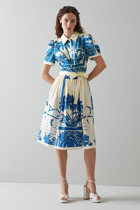 FELLINI SHIRT DRESS WHI/BLU 1