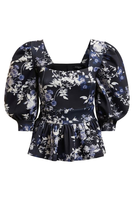 MARCIANO BY GUESS ALEXIS TOP PRINTED PETAL POSE INDIGO 5