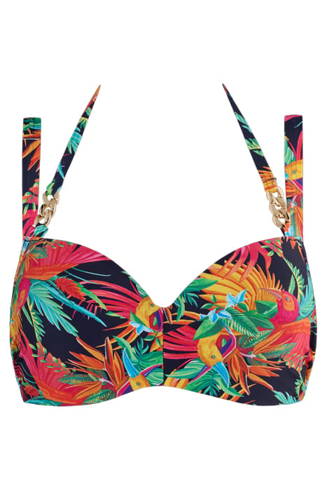 HULA HAKA RAINFOREST AND GOLD PLUNGE BALCONY BIKINI TOP 3