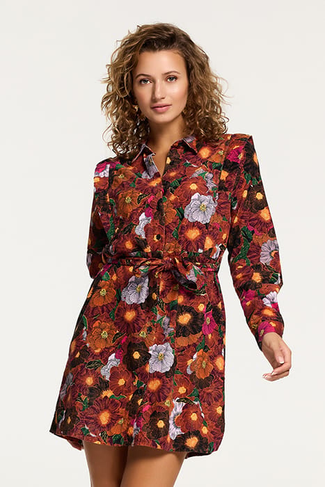 SANTIAGO CORDUROY FLOWER DRESS WINE PURPLE FLOWER 1