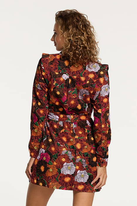 SANTIAGO CORDUROY FLOWER DRESS WINE PURPLE FLOWER 2