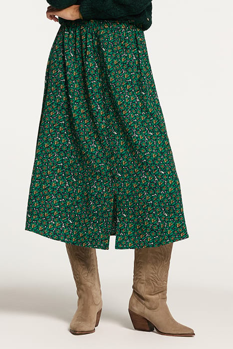 LADIES AREQUIPA SKIRT POPPY FLOWER RAIN GREEN FLOWER 1