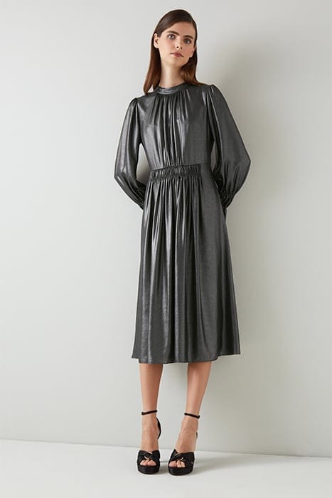 LOUISE MIDI DRESS GUNMETAL 4