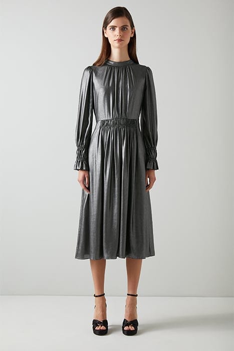 LOUISE MIDI DRESS GUNMETAL 1