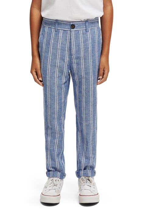 STRIPED RELAXED SLIM FIT- LINEN DRESSED PANTS BLUE STRIPE 2