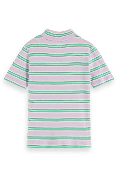 SLIM-FIT HIGH-NECK SHORT-SLEEVED T-SHIRT ORCHID MULTICOLOUR 2