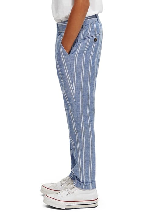 STRIPED RELAXED SLIM FIT- LINEN DRESSED PANTS BLUE STRIPE 5
