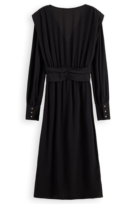 LONG-SLEEVE DRAPED DRESS WITH SLIT DETAIL BLACK 8