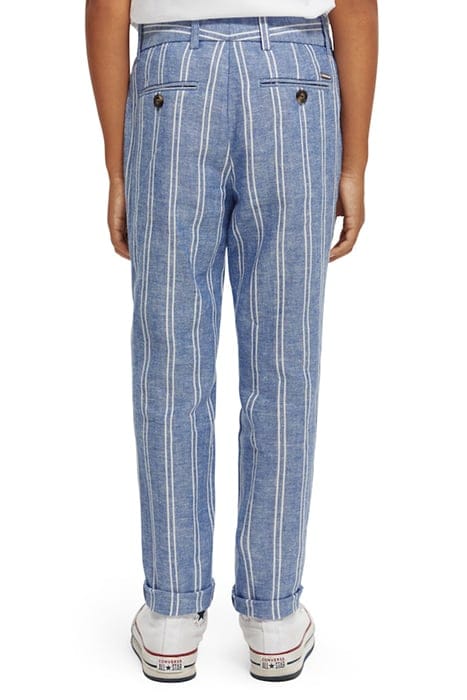 STRIPED RELAXED SLIM FIT- LINEN DRESSED PANTS BLUE STRIPE 3