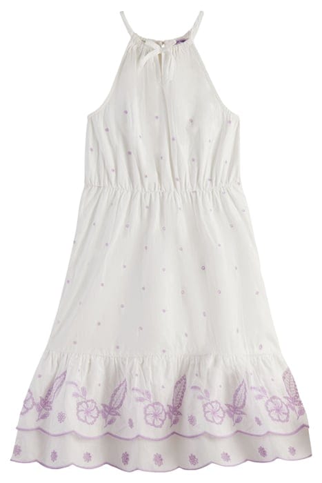 BRODERIE ANGLAISE RUFFLE HEM DRESS OFF WHITE 1