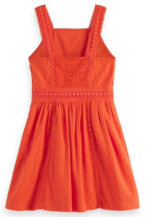 BRODERIE ANGLAISE TAPE DETAIL DRESS STRAWBERRY 2