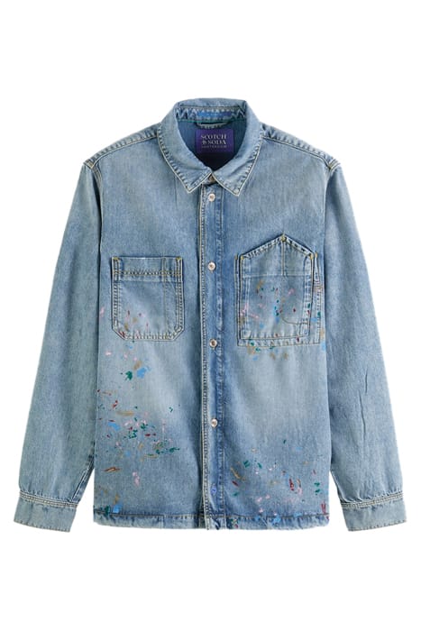 WASHED LIGHTWEIGHT DENIM OVERSHIRT WITH PAINT DETAILS WASHED 1