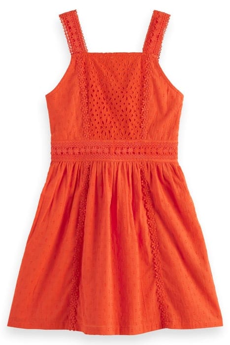 BRODERIE ANGLAISE TAPE DETAIL DRESS STRAWBERRY 1