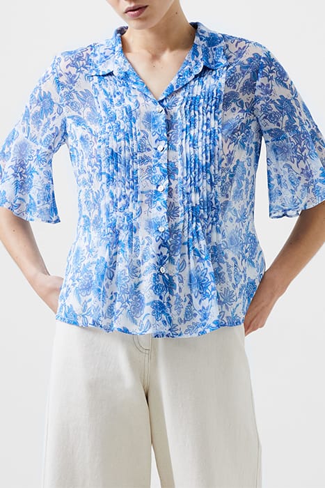 COSETTE PINTUCK TOP WHITE/BAJA BLUE 4