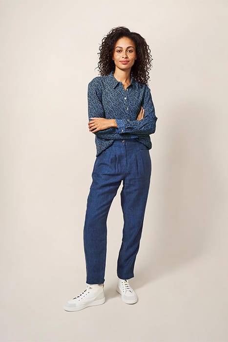 ROWENA LINEN TROUSER DARK NAVY 2