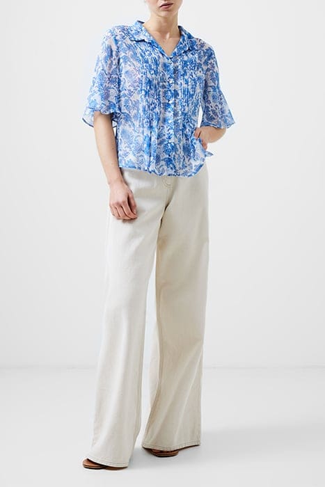 COSETTE PINTUCK TOP WHITE/BAJA BLUE 1