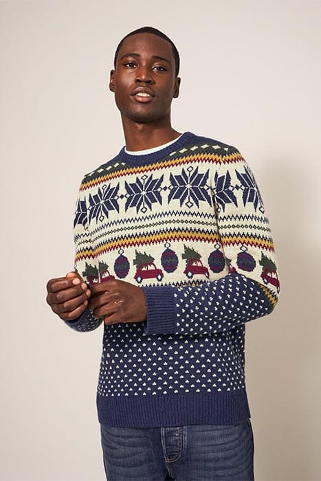 NOVELTY FAIRISLE CREW NAVY 1