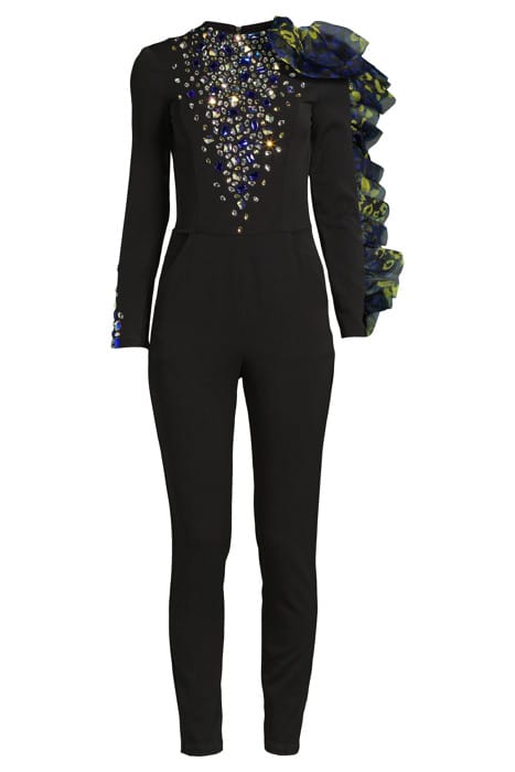 WOMEN‘S SIDE VOLANT OVERALL WITH SWAROVSKI CRYSTALS BLACK 3