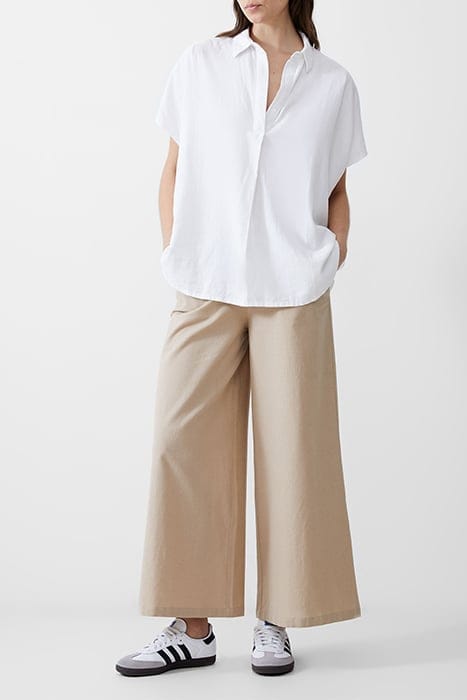 S/S LINEN BLEND POPOVER WHITE 1