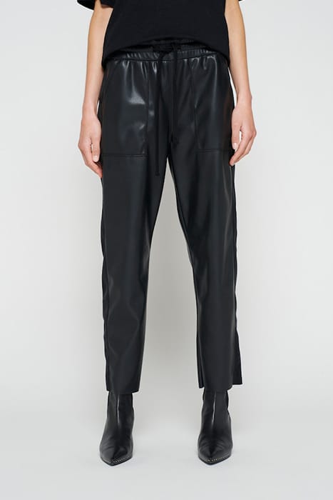 LEATHERLOOK SIDE PANEL JOGGER BLACK 1
