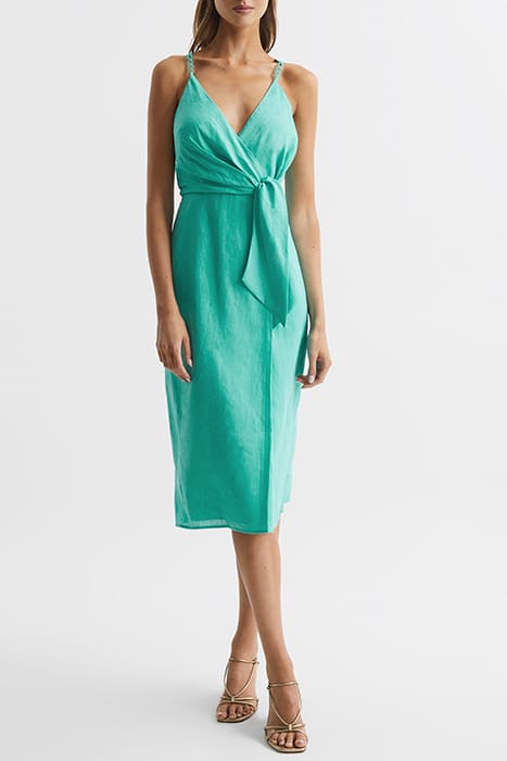 ESME LINEN MIDI DRESS AQUA 4