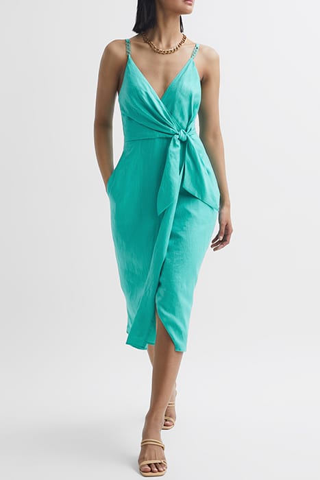ESME LINEN MIDI DRESS AQUA 1
