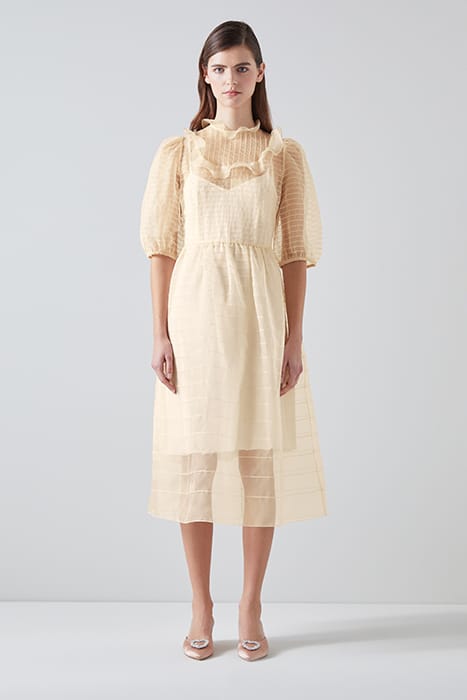 DR MADDIE PINTUCK DRESS ECRU 1