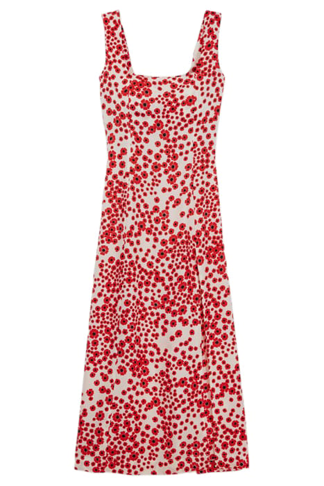 LONG DRESS WITH SQUARE NECKLINE RED / WHITE 3