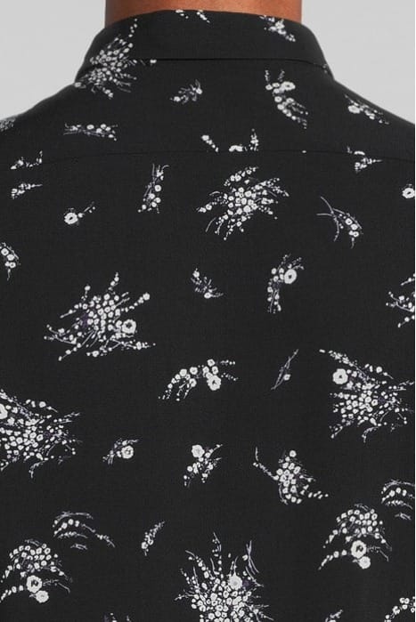 BLACK FLOWER MOTIF SLIM SHIRT BLACK 4