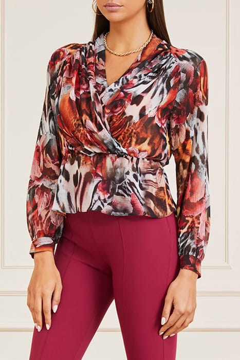 MARCIANO BY GUESS LEOPARD ROSE BLOUSE LEOPARD ROSE PRINT 1