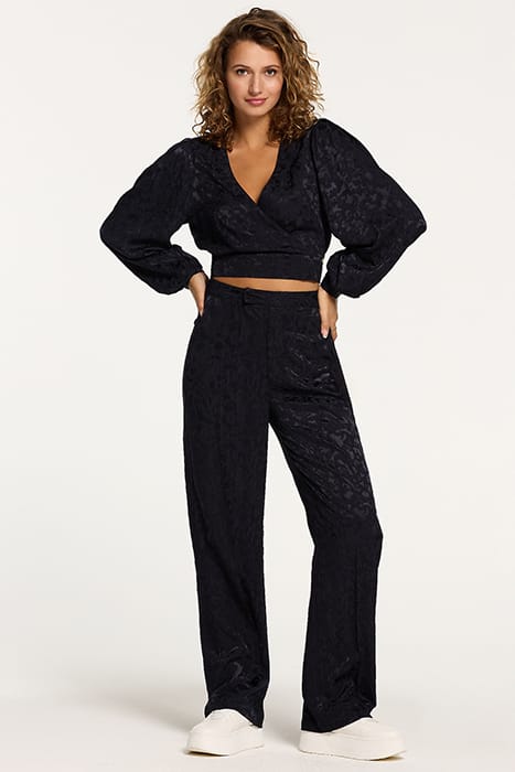 LADIES MILANO TROUSERS FOREST JAQUARD DARK NAVY BLUE 3