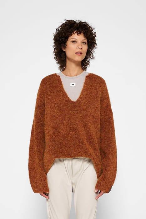 OVERSIZED SWEATER HAIRY KNIT SADDLE BROWN 1