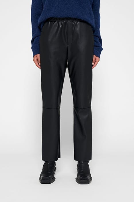 LEATHER LOOK FLARED JOGGER BLACK 1