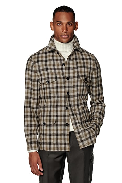 CHECKED RELAXED FIT SHIRT-JACKET MID BROWN 1
