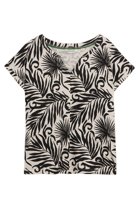 NELLY NOTCH NECK TEE BLACK PRINTED 2