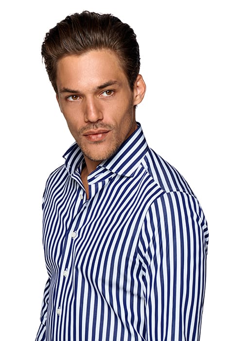 NAVY STRIPED TWILL EXTRA SLIM FIT SHIRT 5