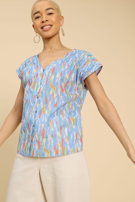 RAE COTTON VEST BLUE PRINTED 1