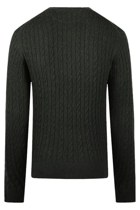 CABLE CREW NECK SWEATER DARK SAGE 2