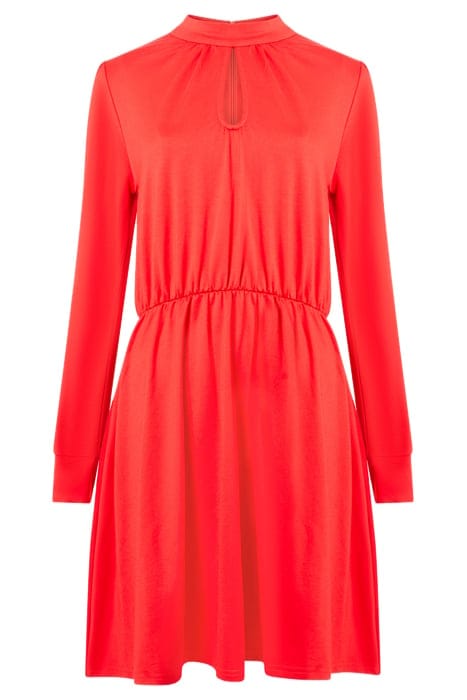 HIGH NECK KEYHOLE PONTE DRESS RED 1