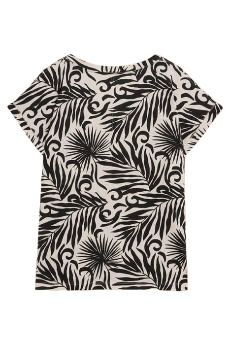 NELLY NOTCH NECK TEE BLACK PRINTED 3