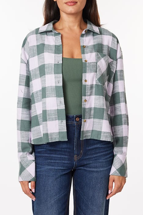 OVERSIZED CROPPED SHIRT BALSAM GREEN/ORCHID PETAL 4