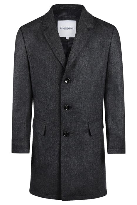 WOOL HERRINGBONE OVER COAT DARK GREY MELANGE 1