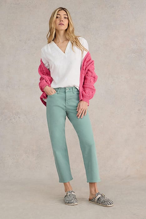 BLAKE STRAIGHT CROP JEAN MID TEAL 1