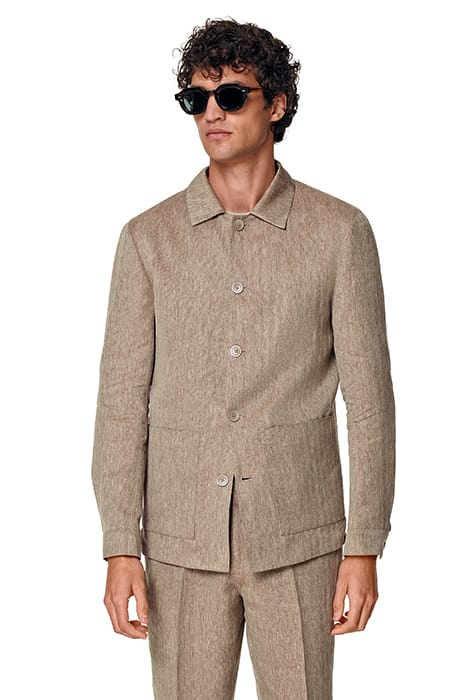 HERRINGBONE RELAXED FIT SHIRT-JACKET TAUPE 1
