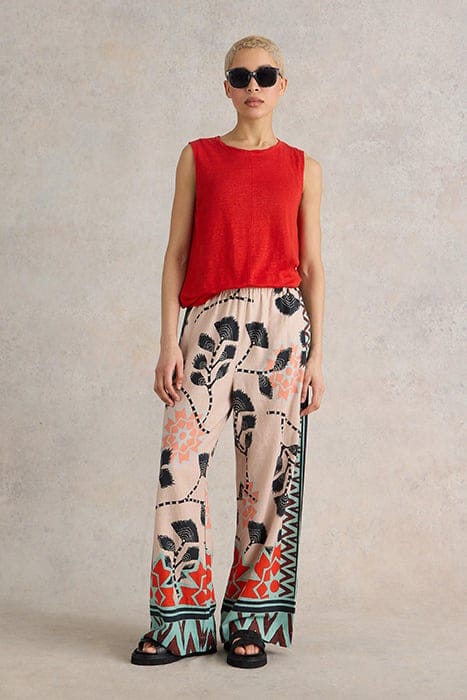 LUCY LINEN BLEND WIDE TROUSER NATURAL PRINT 2