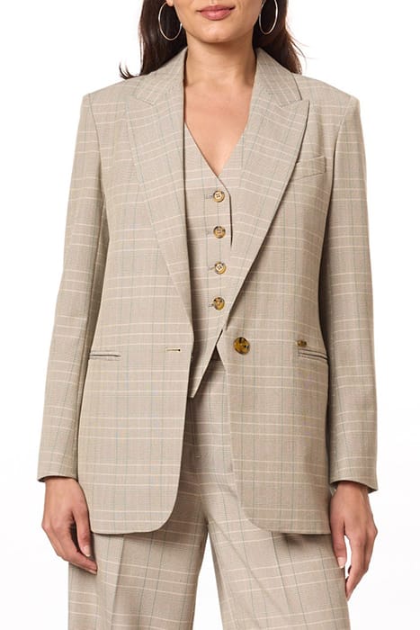 SNGL BREASTED BOYFRIEND BLAZER MULTI PLAID 1