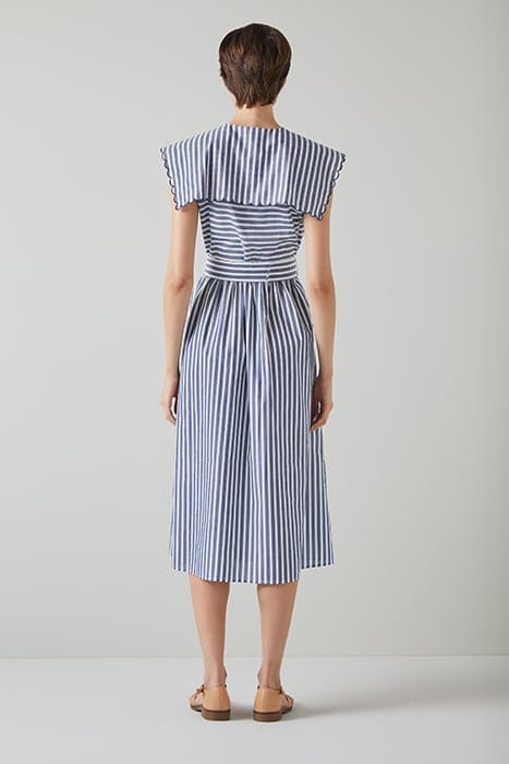 BEAU STRIPE MIDI DRESS NAVY/CREAM 2